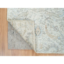 Load image into Gallery viewer, 2&#39;6&quot;x14&#39;2&quot; Ivory, Sickle Leaf Design Soft Pile, Silk with Textured Wool Hand Knotted, Runner Oriental Rug FWR391044