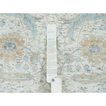 Load image into Gallery viewer, 2&#39;6&quot;x14&#39;2&quot; Ivory, Sickle Leaf Design Soft Pile, Silk with Textured Wool Hand Knotted, Runner Oriental Rug FWR391044