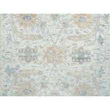 Load image into Gallery viewer, 2&#39;6&quot;x14&#39;2&quot; Ivory, Sickle Leaf Design Soft Pile, Silk with Textured Wool Hand Knotted, Runner Oriental Rug FWR391044
