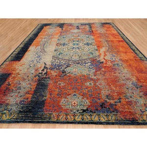 12'x15'1" Rust Red & Black, Ghazni Wool Hand Knotted, Ancient Ottoman Erased Design, Oversized Oriental Rug FWR391056