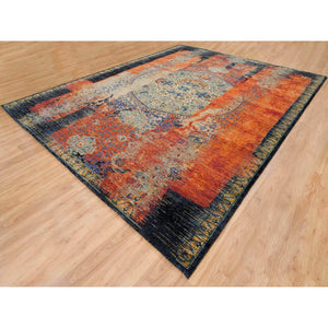 12'x15'1" Rust Red & Black, Ghazni Wool Hand Knotted, Ancient Ottoman Erased Design, Oversized Oriental Rug FWR391056