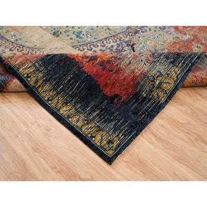 12'x15'1" Rust Red & Black, Ghazni Wool Hand Knotted, Ancient Ottoman Erased Design, Oversized Oriental Rug FWR391056