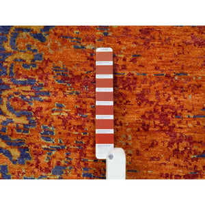 12'x15'1" Rust Red & Black, Ghazni Wool Hand Knotted, Ancient Ottoman Erased Design, Oversized Oriental Rug FWR391056