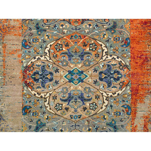 12'x15'1" Rust Red & Black, Ghazni Wool Hand Knotted, Ancient Ottoman Erased Design, Oversized Oriental Rug FWR391056