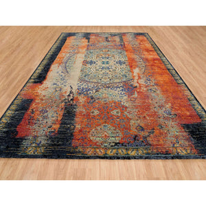 10'2"x14'3" Rust Red & Black, Ancient Ottoman Erased Design, Hand Knotted Ghazni Wool, Oriental Rug FWR391062