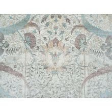 Load image into Gallery viewer, 12&#39;1&quot;x18&#39; Ivory, Sickle Leaf Design Soft Pile, Silk With Textured Wool Hand Knotted, Oversized Oriental Rug FWR391068