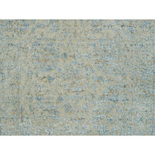 Load image into Gallery viewer, 2&#39;6&quot;x10&#39; Gray with Touches of Blue, Fine Jacquard Hand Loomed, Tabriz Design, Wool and Plant Based Silk Runner Oriental Rug FWR391152