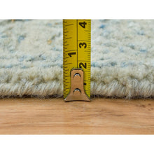 Load image into Gallery viewer, 2&#39;6&quot;x10&#39; Gray with Touches of Blue, Fine Jacquard Hand Loomed, Tabriz Design, Wool and Plant Based Silk Runner Oriental Rug FWR391152
