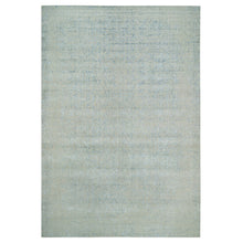 Load image into Gallery viewer, 12&#39;x18&#39; Gray with Touches of Blue, Wool and Plant Based Silk, Modern Jacquard Hand Loomed, Soft to the Touch, Oversized Oriental Rug FWR391206