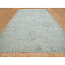 Load image into Gallery viewer, 12&#39;x18&#39; Gray with Touches of Blue, Wool and Plant Based Silk, Modern Jacquard Hand Loomed, Soft to the Touch, Oversized Oriental Rug FWR391206