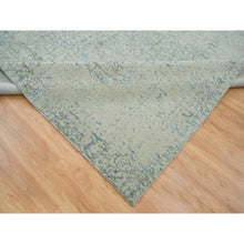 Load image into Gallery viewer, 12&#39;x18&#39; Gray with Touches of Blue, Wool and Plant Based Silk, Modern Jacquard Hand Loomed, Soft to the Touch, Oversized Oriental Rug FWR391206