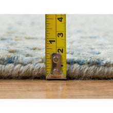 Load image into Gallery viewer, 12&#39;x18&#39; Gray with Touches of Blue, Wool and Plant Based Silk, Modern Jacquard Hand Loomed, Soft to the Touch, Oversized Oriental Rug FWR391206