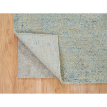 Load image into Gallery viewer, 2&#39;6&quot;x10&#39; Gray with Touches of Blue, Modern Jacquard Hand Loomed, Soft to the Touch Wool and Plant Based Silk, Runner Oriental Rug FWR391230