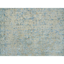 Load image into Gallery viewer, 2&#39;6&quot;x10&#39; Gray with Touches of Blue, Modern Jacquard Hand Loomed, Soft to the Touch Wool and Plant Based Silk, Runner Oriental Rug FWR391230