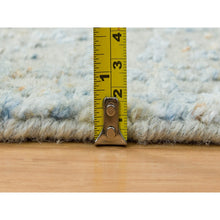 Load image into Gallery viewer, 2&#39;6&quot;x10&#39; Gray with Touches of Blue, Modern Jacquard Hand Loomed, Soft to the Touch Wool and Plant Based Silk, Runner Oriental Rug FWR391230