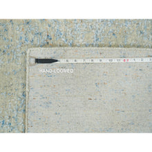 Load image into Gallery viewer, 2&#39;6&quot;x10&#39; Gray with Touches of Blue, Modern Jacquard Hand Loomed, Soft to the Touch Wool and Plant Based Silk, Runner Oriental Rug FWR391230