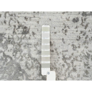 5'1"x7' Gray, Broken Persian Design, Wool And Pure Silk Hand Knotted, Oriental Rug FWR391254