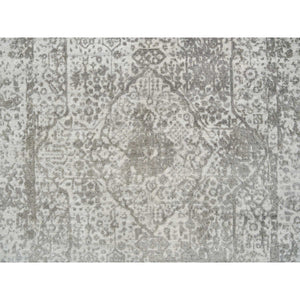 5'1"x7' Gray, Broken Persian Design, Wool And Pure Silk Hand Knotted, Oriental Rug FWR391254