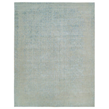 Load image into Gallery viewer, 12&#39;x14&#39;9&quot; Gray with Touches of Blue, Modern Jacquard Hand Loomed, Soft to the Touch Wool and Plant Based Silk, Oversized Oriental Rug FWR391266