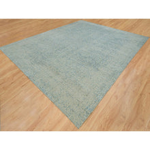 Load image into Gallery viewer, 12&#39;x14&#39;9&quot; Gray with Touches of Blue, Modern Jacquard Hand Loomed, Soft to the Touch Wool and Plant Based Silk, Oversized Oriental Rug FWR391266
