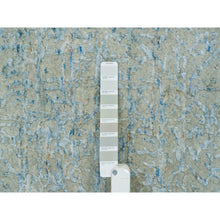 Load image into Gallery viewer, 12&#39;x14&#39;9&quot; Gray with Touches of Blue, Modern Jacquard Hand Loomed, Soft to the Touch Wool and Plant Based Silk, Oversized Oriental Rug FWR391266