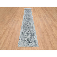 Load image into Gallery viewer, 2&#39;7&quot;x25&#39;8&quot; Gray, Wool And Pure Silk Hand Knotted, Broken Persian Design, XL Runner Oriental Rug FWR391290