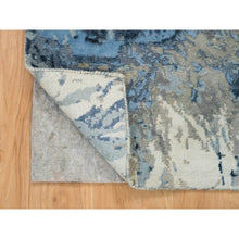 Load image into Gallery viewer, 2&#39;x3&#39; Gray and Blue, Hi-Low Pile Wool and Silk, Hand Knotted Abstract Design, Mat Oriental Rug FWR391302