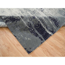 Load image into Gallery viewer, 10&#39;1&quot;x14&#39;1&quot; Black with Touches of Ivory, Hand Knotted Modern Abstract Design, Wool and Silk, Oriental Rug FWR391320