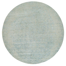 Load image into Gallery viewer, 11&#39;10&quot;x11&#39;10&quot; Gray with Touches of Blue, Wool and Plant Based Silk, Modern Jacquard Hand Loomed, Soft to the Touch, Round Oriental Rug FWR391332