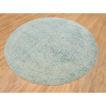 Load image into Gallery viewer, 11&#39;10&quot;x11&#39;10&quot; Gray with Touches of Blue, Wool and Plant Based Silk, Modern Jacquard Hand Loomed, Soft to the Touch, Round Oriental Rug FWR391332