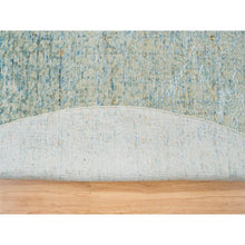 Load image into Gallery viewer, 11&#39;10&quot;x11&#39;10&quot; Gray with Touches of Blue, Wool and Plant Based Silk, Modern Jacquard Hand Loomed, Soft to the Touch, Round Oriental Rug FWR391332