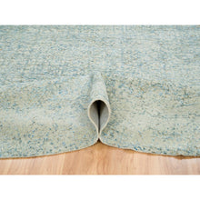 Load image into Gallery viewer, 11&#39;10&quot;x11&#39;10&quot; Gray with Touches of Blue, Wool and Plant Based Silk, Modern Jacquard Hand Loomed, Soft to the Touch, Round Oriental Rug FWR391332