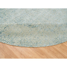 Load image into Gallery viewer, 11&#39;10&quot;x11&#39;10&quot; Gray with Touches of Blue, Wool and Plant Based Silk, Modern Jacquard Hand Loomed, Soft to the Touch, Round Oriental Rug FWR391332