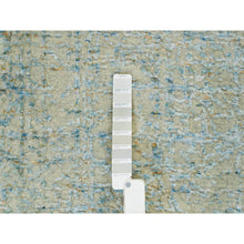 Load image into Gallery viewer, 11&#39;10&quot;x11&#39;10&quot; Gray with Touches of Blue, Wool and Plant Based Silk, Modern Jacquard Hand Loomed, Soft to the Touch, Round Oriental Rug FWR391332