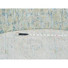 Load image into Gallery viewer, 11&#39;10&quot;x11&#39;10&quot; Gray with Touches of Blue, Wool and Plant Based Silk, Modern Jacquard Hand Loomed, Soft to the Touch, Round Oriental Rug FWR391332