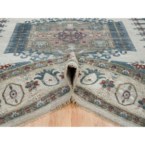 11'10"x15'2" Ivory with Soft Tones, Soft Pile Pure Wool Hand Knotted, Persian Viss Design Reimagined Plush and Lush, Oversized Oriental Rug FWR391350