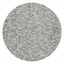 Load image into Gallery viewer, 8&#39;x8&#39; Earth Tone Colors, Pure Wool, Hand Loomed, Modern Striae Design, Soft to the Touch Round Oriental Rug FWR391356