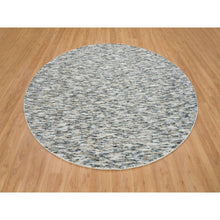 Load image into Gallery viewer, 8&#39;x8&#39; Earth Tone Colors, Pure Wool, Hand Loomed, Modern Striae Design, Soft to the Touch Round Oriental Rug FWR391356