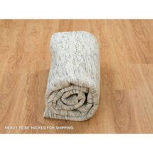 Load image into Gallery viewer, 8&#39;x8&#39; Earth Tone Colors, Pure Wool, Hand Loomed, Modern Striae Design, Soft to the Touch Round Oriental Rug FWR391356