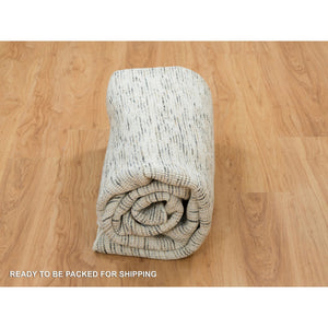 8'x8' Earth Tone Colors, Pure Wool, Hand Loomed, Modern Striae Design, Soft to the Touch Round Oriental Rug FWR391356