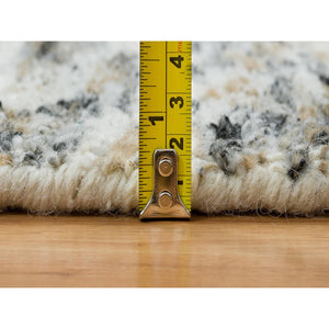 8'x8' Earth Tone Colors, Pure Wool, Hand Loomed, Modern Striae Design, Soft to the Touch Round Oriental Rug FWR391356