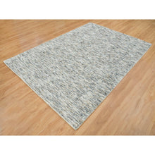 Load image into Gallery viewer, 6&#39;3&quot;x9&#39;1&quot; Earth Tone Colors, Pure Wool, Hand Loomed, Modern Striae Design, Soft to the Touch Oriental Rug FWR391362