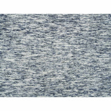 Load image into Gallery viewer, 12&#39;x12&#39; Blue and Ivory, Modern Striae Design Soft Pile, Pure Wool Hand Loomed, Round Oriental Rug FWR391434