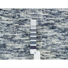 Load image into Gallery viewer, 12&#39;2&quot;x15&#39; Blue and Ivory, Pure Wool Hand Loomed, Modern Striae Design Soft Pile, Oversized Oriental Rug FWR391506