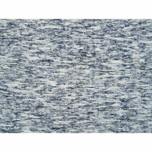 Load image into Gallery viewer, 12&#39;x12&#39; Blue and Ivory, Soft Pile Pure Wool, Hand Loomed Modern Striae Design, Square Oriental Rug FWR391512