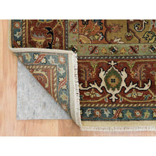 Load image into Gallery viewer, 7&#39;9&quot;x9&#39;9&quot; Ivory and Rust, Heriz with Classic Geometric Medallion Design, Thick and Plush, Pure Wool, Hand Knotted, Oriental Rug FWR391578