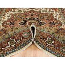 Load image into Gallery viewer, 7&#39;9&quot;x9&#39;9&quot; Ivory and Rust, Heriz with Classic Geometric Medallion Design, Thick and Plush, Pure Wool, Hand Knotted, Oriental Rug FWR391578