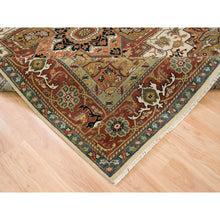 Load image into Gallery viewer, 7&#39;9&quot;x9&#39;9&quot; Ivory and Rust, Heriz with Classic Geometric Medallion Design, Thick and Plush, Pure Wool, Hand Knotted, Oriental Rug FWR391578
