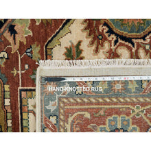 Load image into Gallery viewer, 7&#39;9&quot;x9&#39;9&quot; Ivory and Rust, Heriz with Classic Geometric Medallion Design, Thick and Plush, Pure Wool, Hand Knotted, Oriental Rug FWR391578