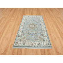 Load image into Gallery viewer, 5&#39;x8&#39;1&quot; Light Blue, Hand Knotted Nain with Center Medallion Flower Design, 250 KPSI Soft Wool, Oriental Rug FWR391698